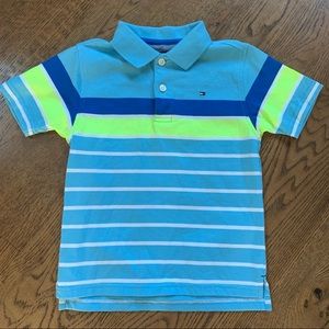 Tommy Hilfiger boys Easter blue green polo shirt sleeve size 5